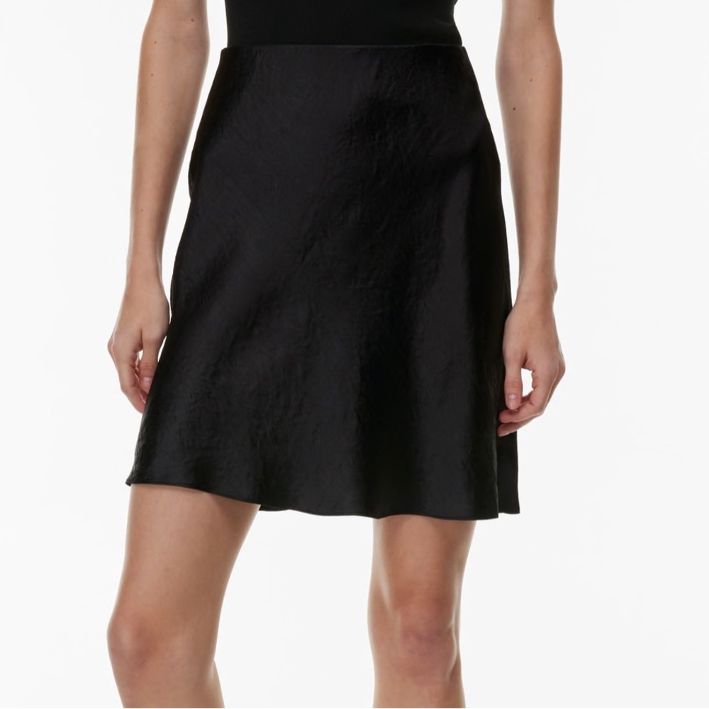 Aritzia Babaton Slip Satin Mini Skirt in Black